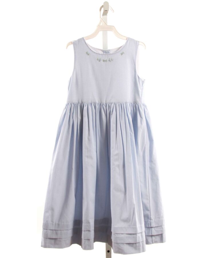 STRASBURG  LT BLUE  GINGHAM EMBROIDERED DRESS