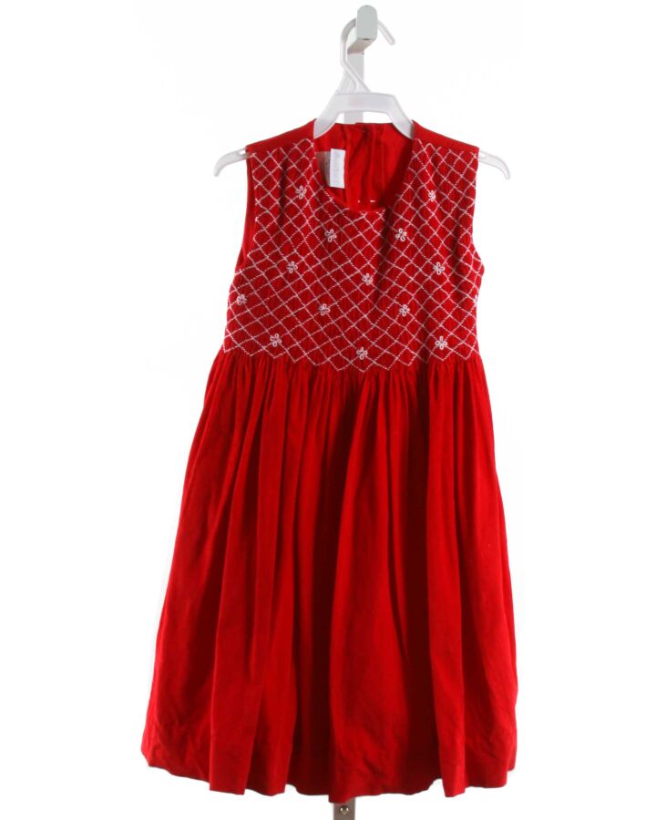 SORBET  RED CORDUROY  SMOCKED DRESS