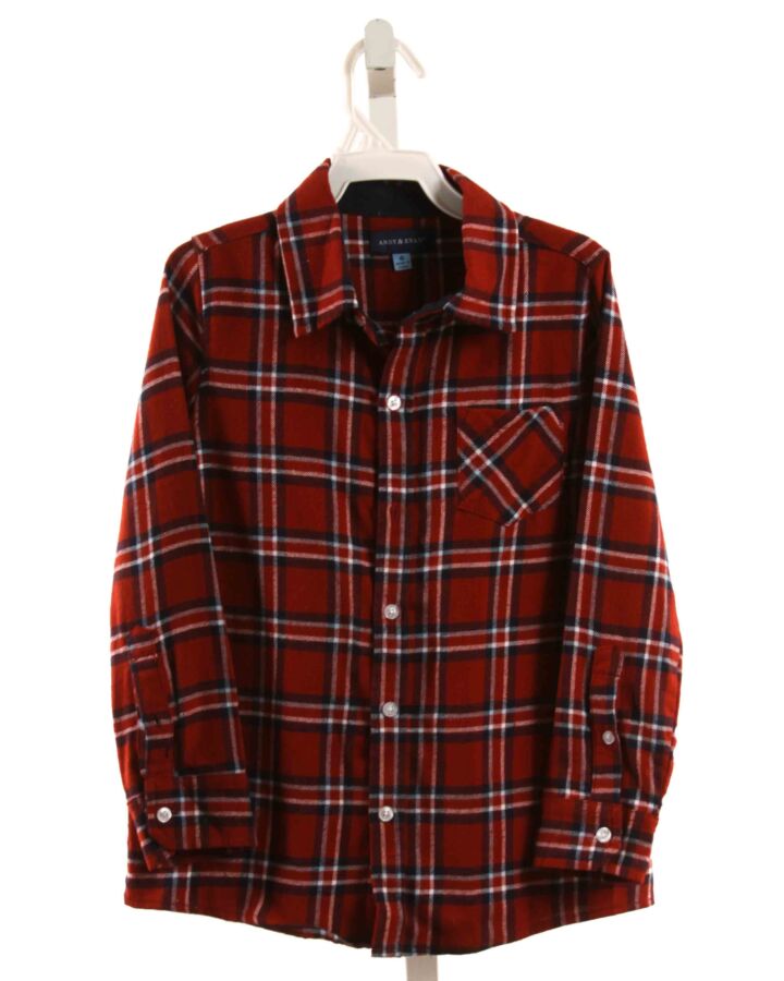 ANDY & EVAN  MAROON FLANNEL PLAID  DRESS SHIRT