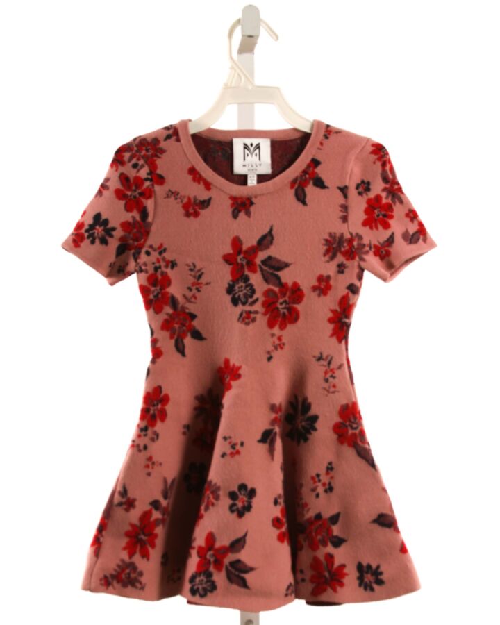 MILLY  RED  FLORAL  KNIT DRESS