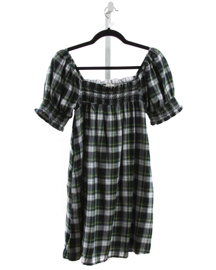 AMERICAN EAGLE  FOREST GREEN  PLAID SMOCKED DRESS