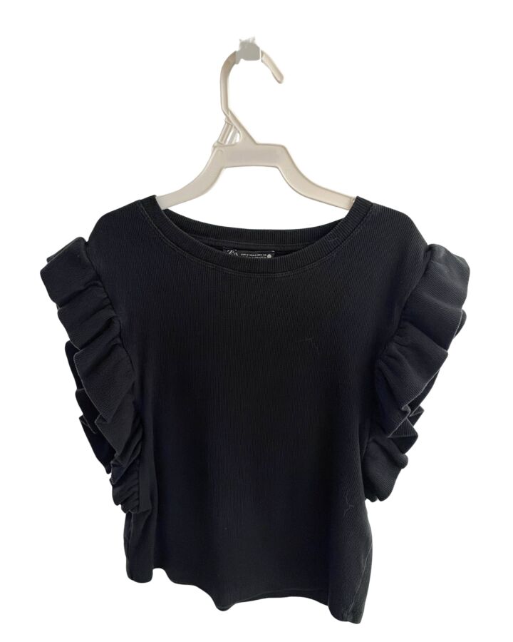 ZARA  BLACK    KNIT SS SHIRT WITH RUFFLE