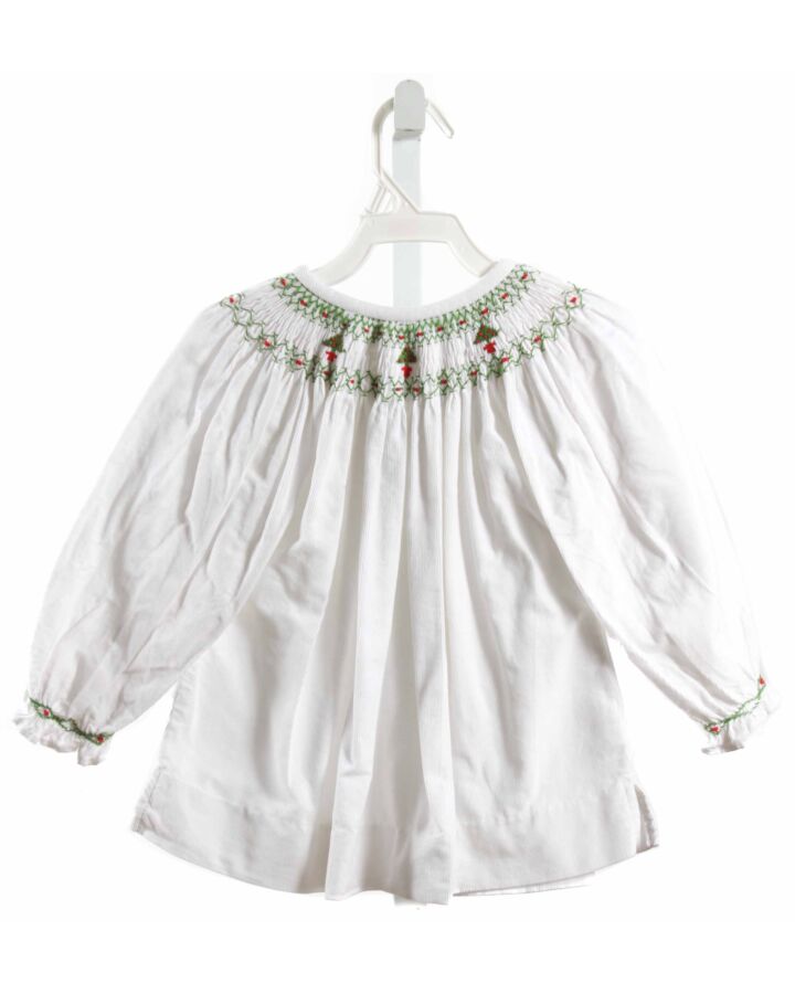 ZUCCINI  WHITE CORDUROY  SMOCKED SHIRT-LS