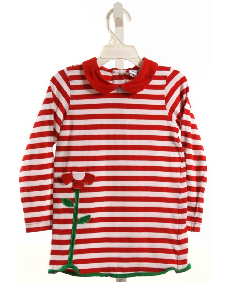 FLORENCE EISEMAN  RED  STRIPED APPLIQUED KNIT LS SHIRT