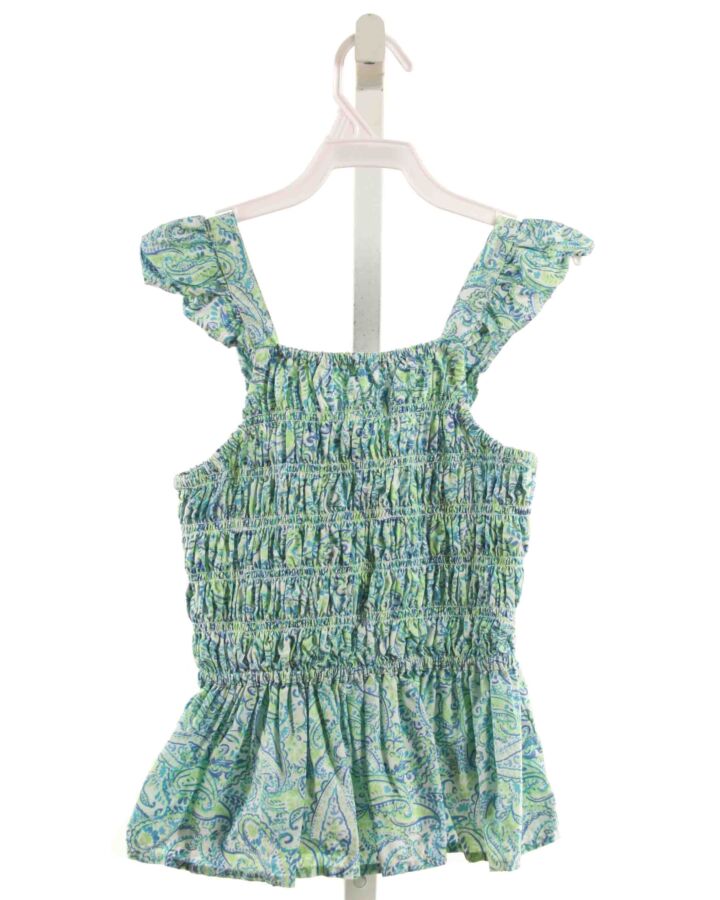 CREWCUTS  GREEN  PAISLEY SMOCKED SLEEVELESS SHIRT