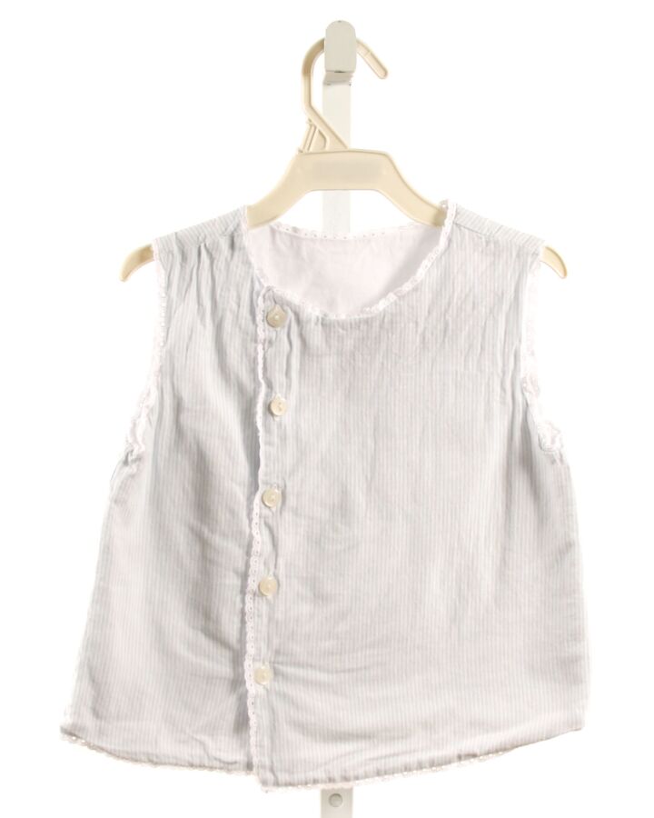 MARY & GRACE  BLUE  STRIPED  SLEEVELESS SHIRT WITH EYELET TRIM