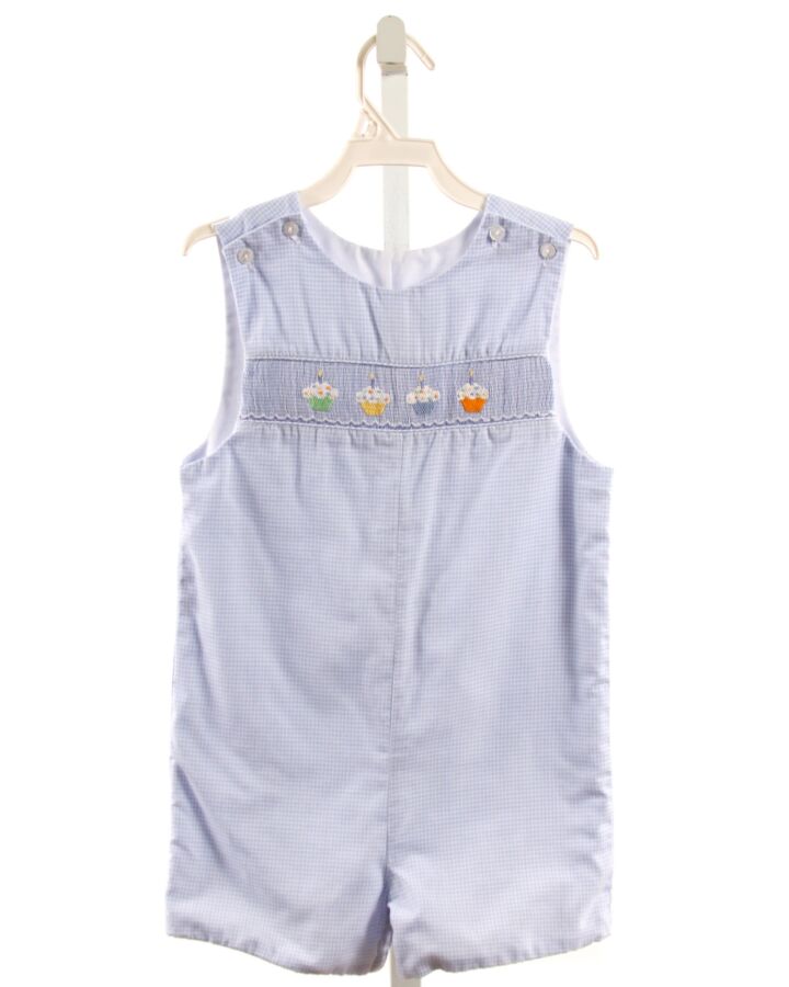 PETIT BEBE  BLUE  GINGHAM SMOCKED JON JON