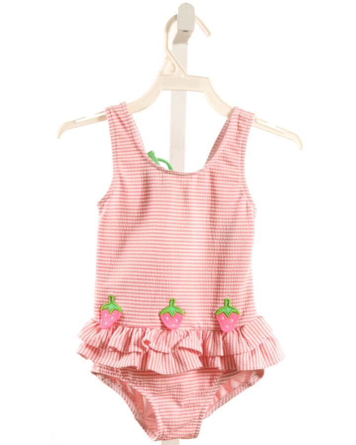 FLORENCE EISEMAN  PINK SEERSUCKER   1-PIECE SWIMSUIT