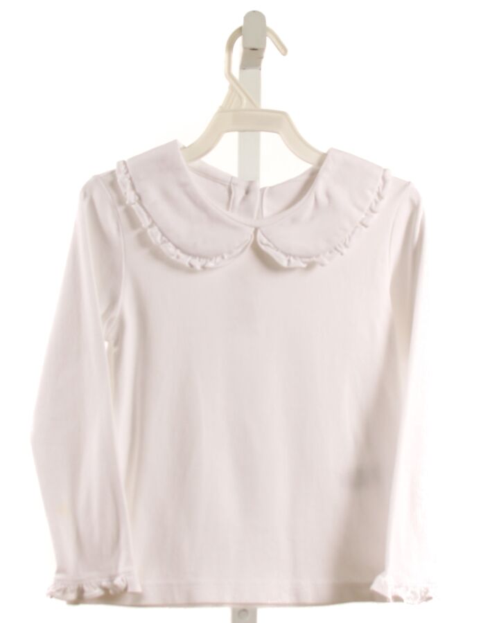 LILA + HAYES  WHITE    KNIT LS SHIRT WITH RUFFLE