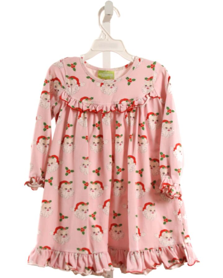 CLASSIC WHIMSY  PINK  PRINT  KNIT DRESS WITH RUFFLE