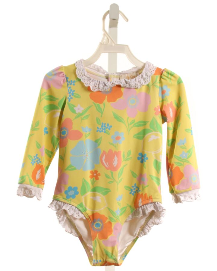 THE BEAUFORT BONNET COMPANY  YELLOW  FLORAL  1-PIECE SWIMSUIT WITH EYELET TRIM