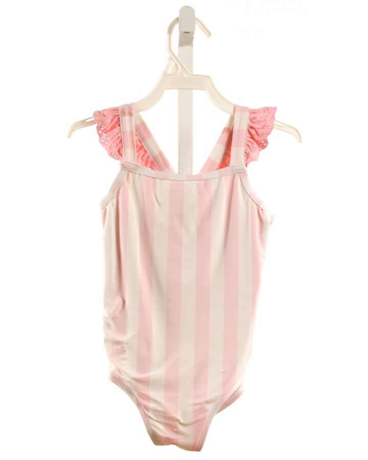 THE BEAUFORT BONNET COMPANY  LT PINK  STRIPED  1-PIECE SWIMSUIT WITH EYELET TRIM