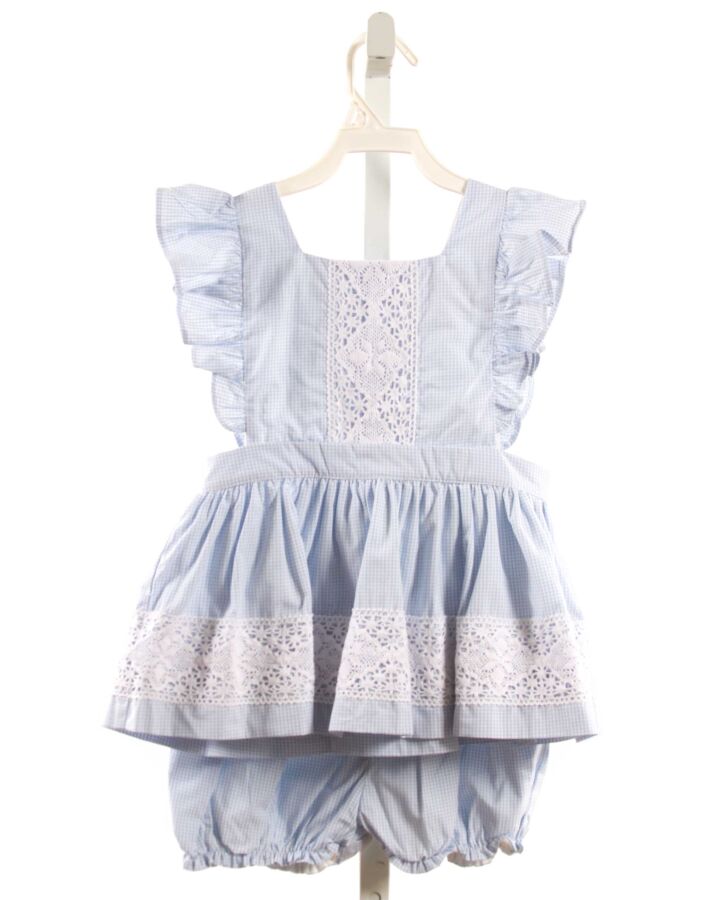 SMOCKINGBIRD  LT BLUE  GINGHAM  2-PIECE OUTFIT WITH LACE TRIM