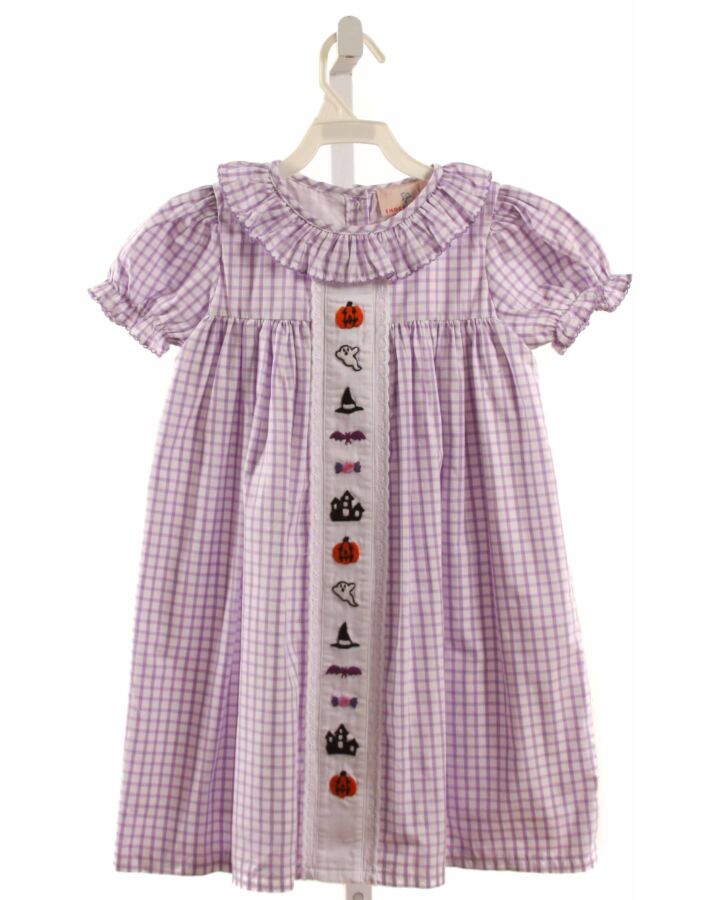 SMOCKINGBIRD  PURPLE  WINDOWPANE EMBROIDERED DRESS