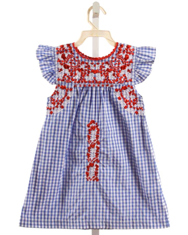 SIX HONEYBEES  BLUE  GINGHAM EMBROIDERED DRESS