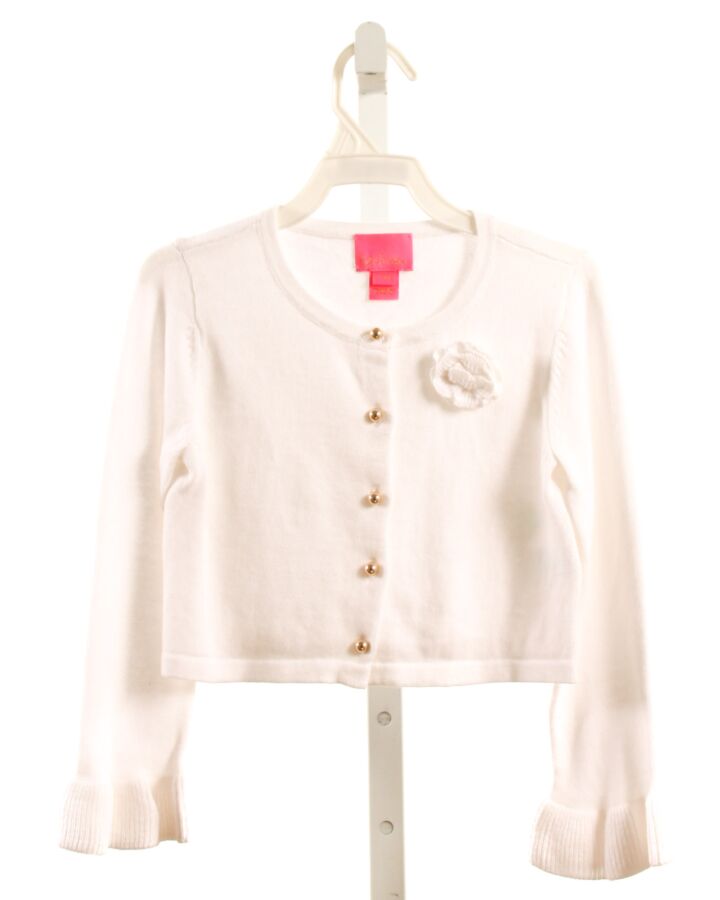LILLY PULITZER  WHITE  FLORAL APPLIQUED CARDIGAN