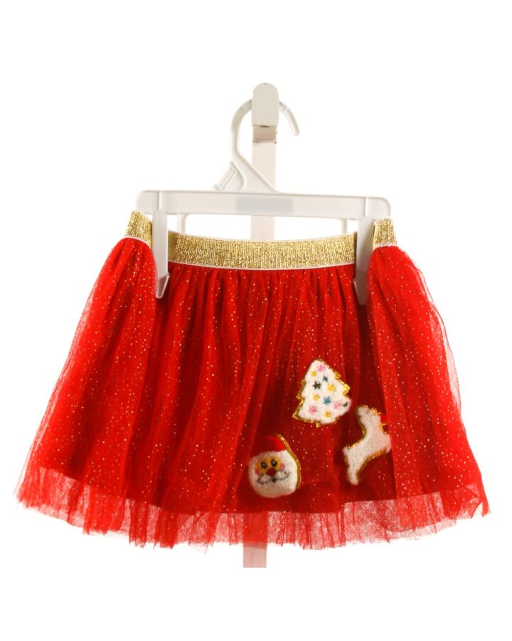 SWEET WINK  RED TULLE  APPLIQUED SKIRT