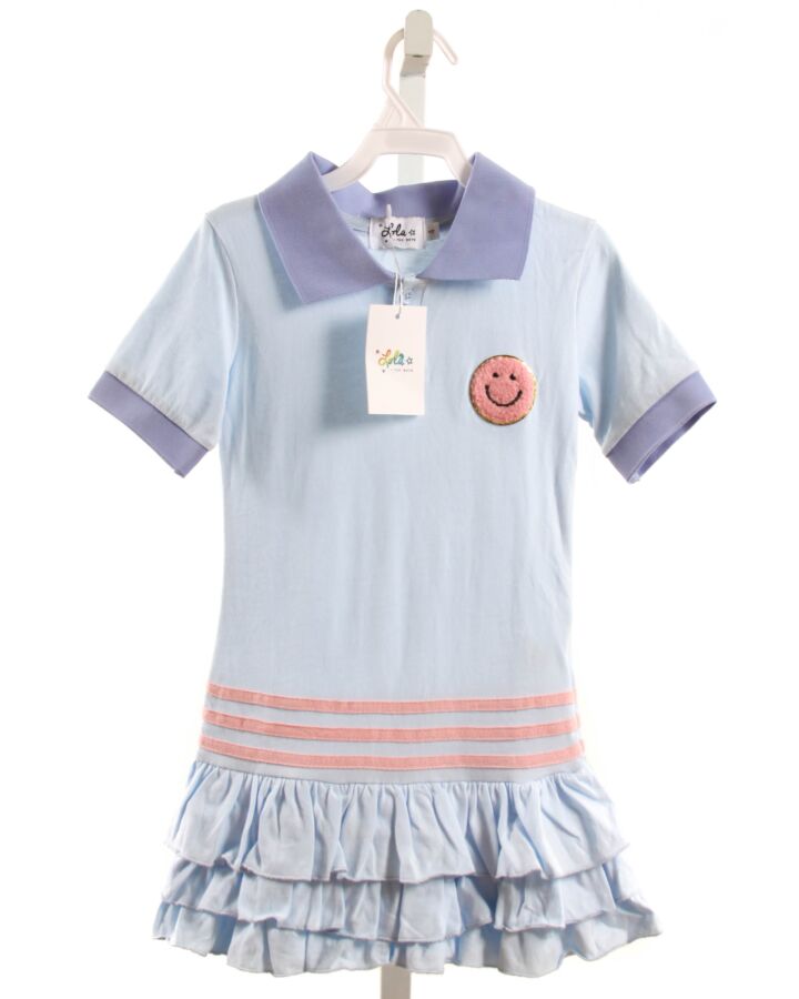 LOLA + THE BOYS  LT BLUE   APPLIQUED KNIT DRESS