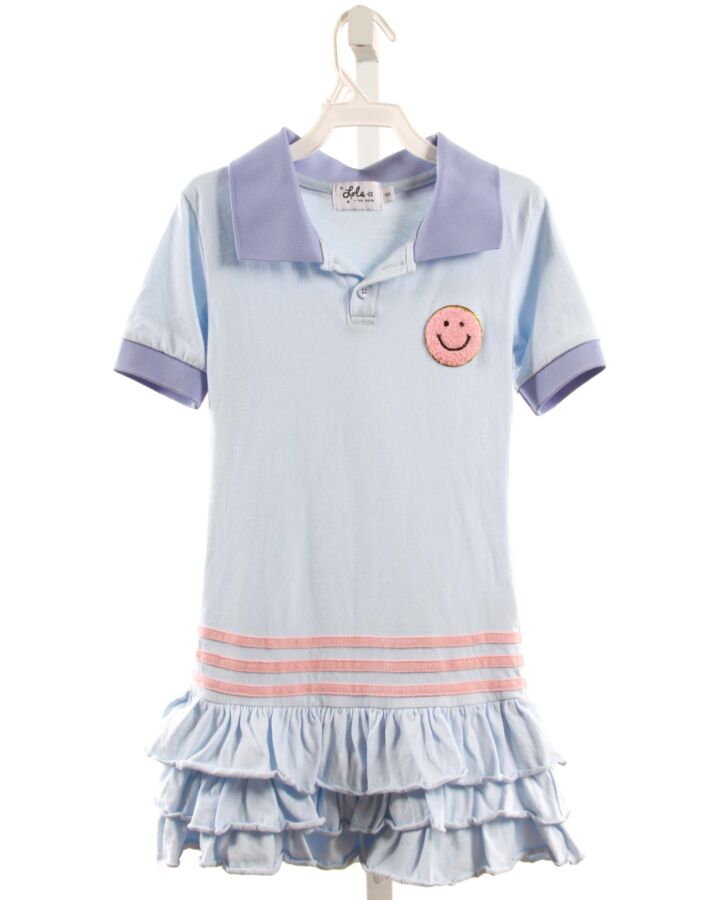 LOLA + THE BOYS  LT BLUE   APPLIQUED KNIT DRESS