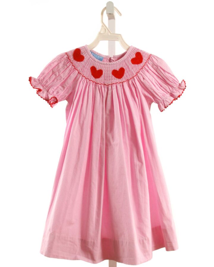 ANAVINI  PINK  GINGHAM SMOCKED DRESS WITH RIC RAC