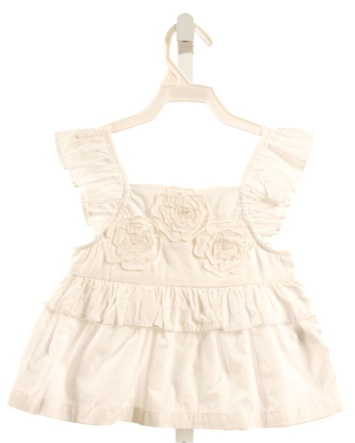 ZARA  WHITE  FLORAL APPLIQUED SLEEVELESS SHIRT WITH RUFFLE
