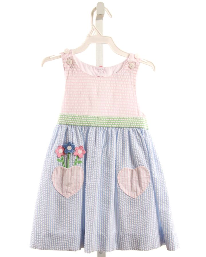 FLORENCE EISEMAN  MULTI-COLOR SEERSUCKER STRIPED APPLIQUED DRESS