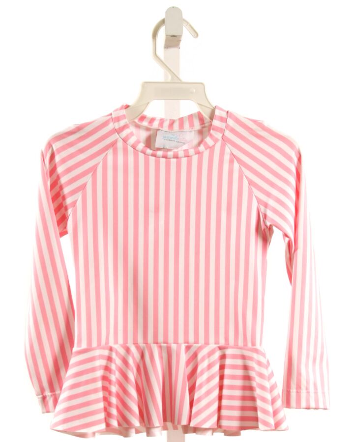 JAMES & LOTTIE  PINK  STRIPED  RASH GUARD WITH RUFFLE