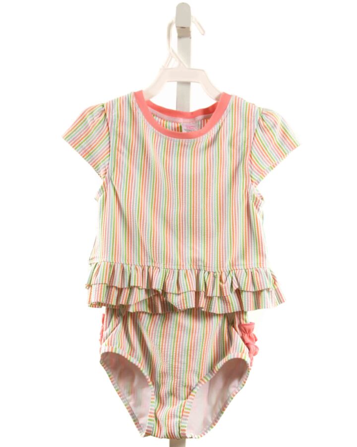 RUFFLE BUTTS  MULTI-COLOR SEERSUCKER STRIPED  2-PIECE SWIMSUIT