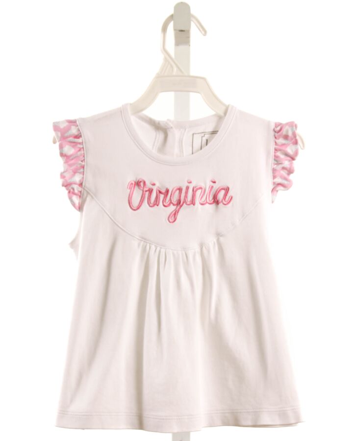 LILA + HAYES  WHITE   EMBROIDERED SLEEVELESS SHIRT WITH RUFFLE