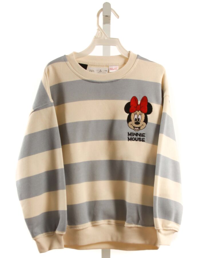 ZARA  LT BLUE  STRIPED APPLIQUED PULLOVER