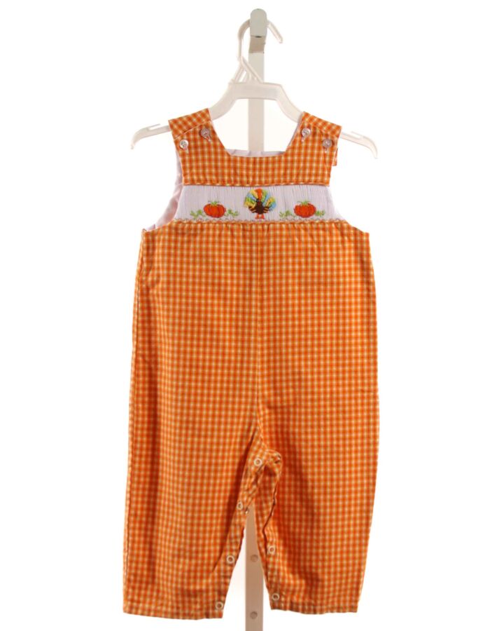 BAILEY BOYS  ORANGE  GINGHAM SMOCKED LONGALL