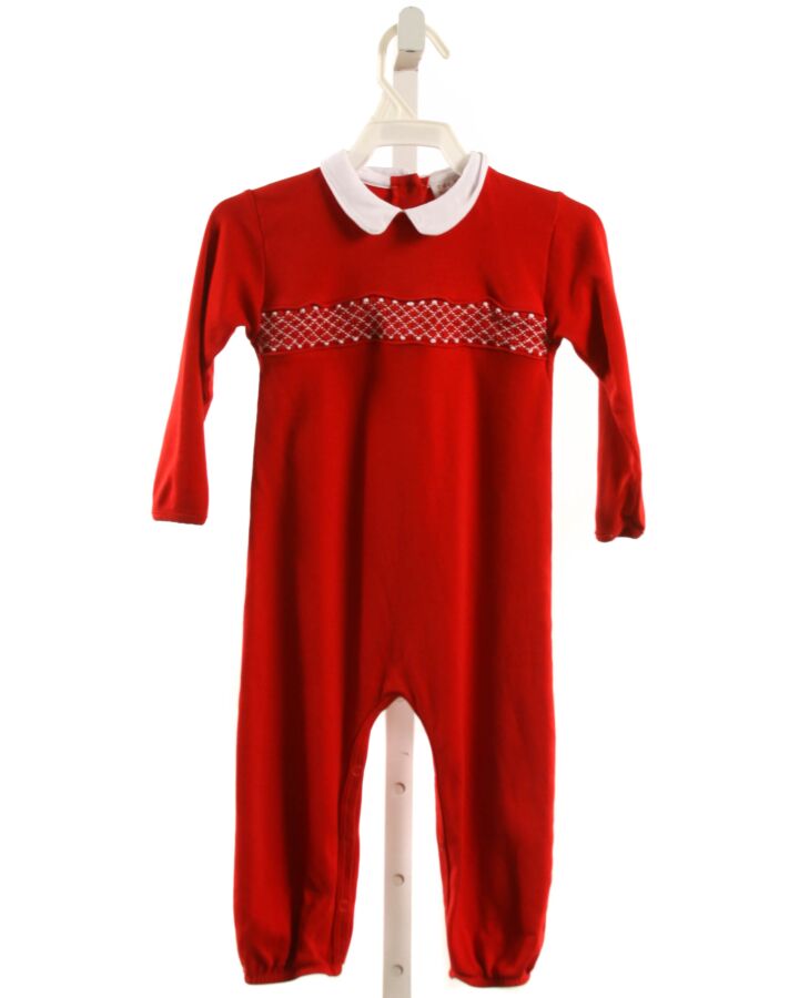 THE BEAUFORT BONNET COMPANY  RED   SMOCKED KNIT ROMPER