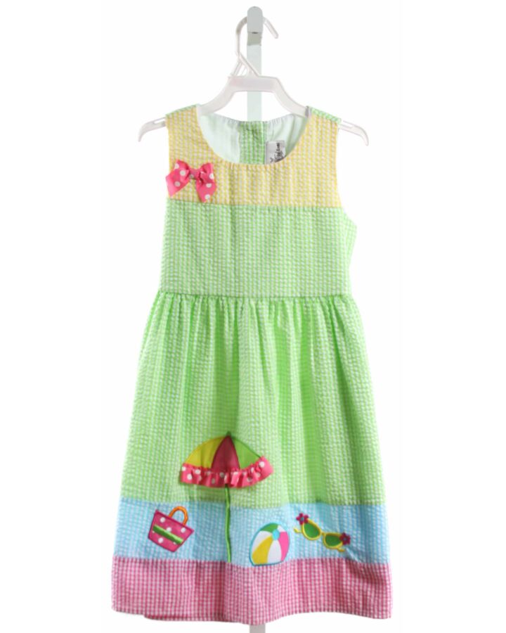 RARE EDITIONS  MULTI-COLOR SEERSUCKER  APPLIQUED DRESS