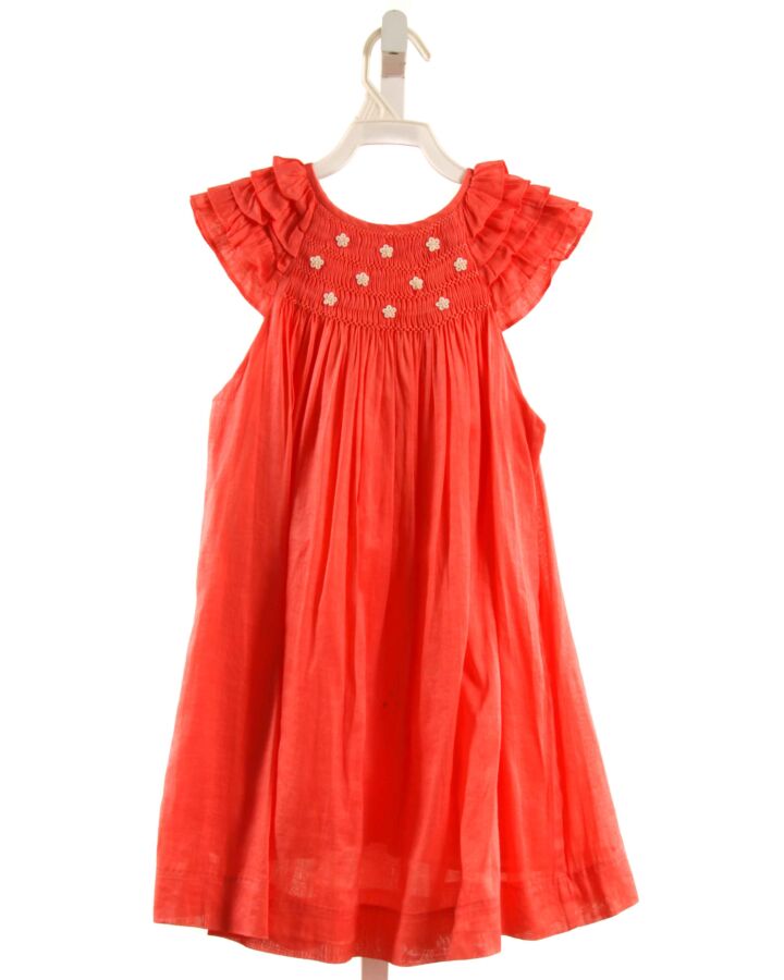 LES PETITS SOLEILS  HOT PINK   SMOCKED DRESS WITH RUFFLE