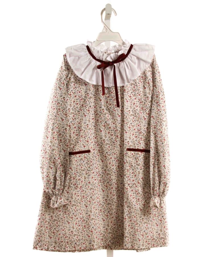 LA COQUETA  MAROON  FLORAL  DRESS WITH RUFFLE