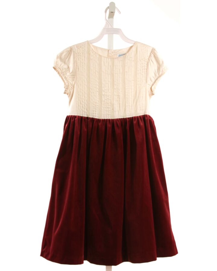 LULI & ME  MAROON SILK   DRESS WITH LACE TRIM