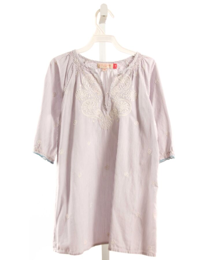 PINK CHICKEN  CHAMBRAY  STRIPED EMBROIDERED DRESS