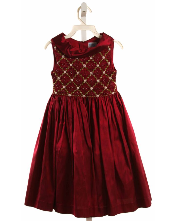 LULI & ME CRIMSON SILK SMOCKED PARTY DRESS
