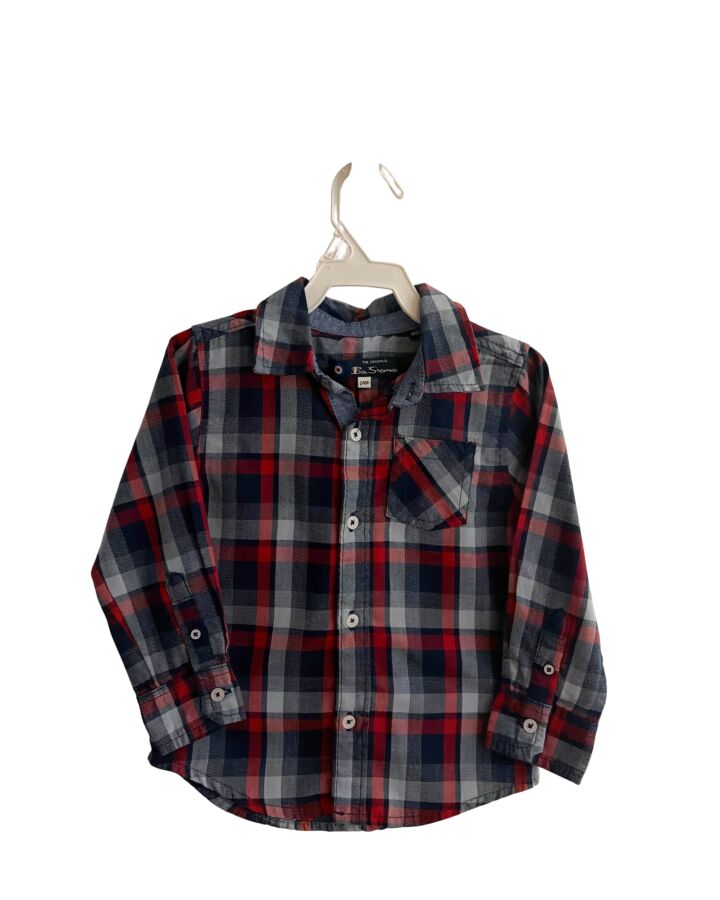 BEN SHERMAN  NAVY  PLAID  DRESS SHIRT