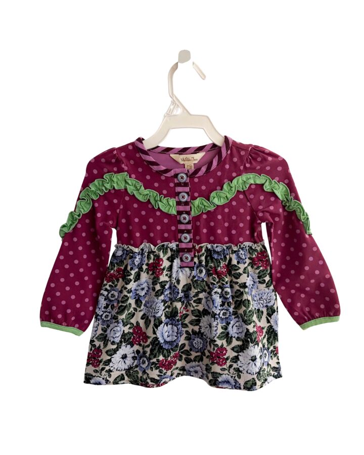 MATILDA JANE  PURPLE  FLORAL  KNIT LS SHIRT WITH RUFFLE