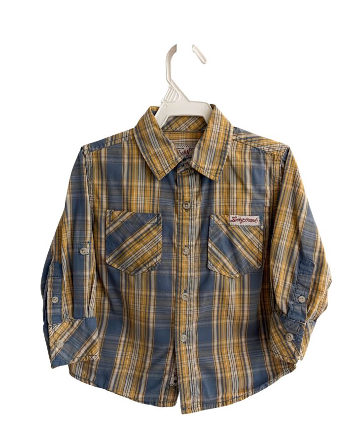 LUCKY BRAND  YELLOW  PLAID  DRESS SHIRT