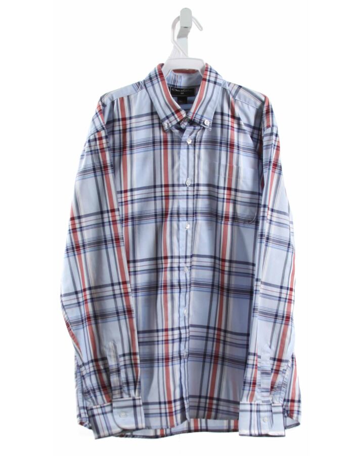 OSCAR DE LA RENTA  BLUE  PLAID  DRESS SHIRT