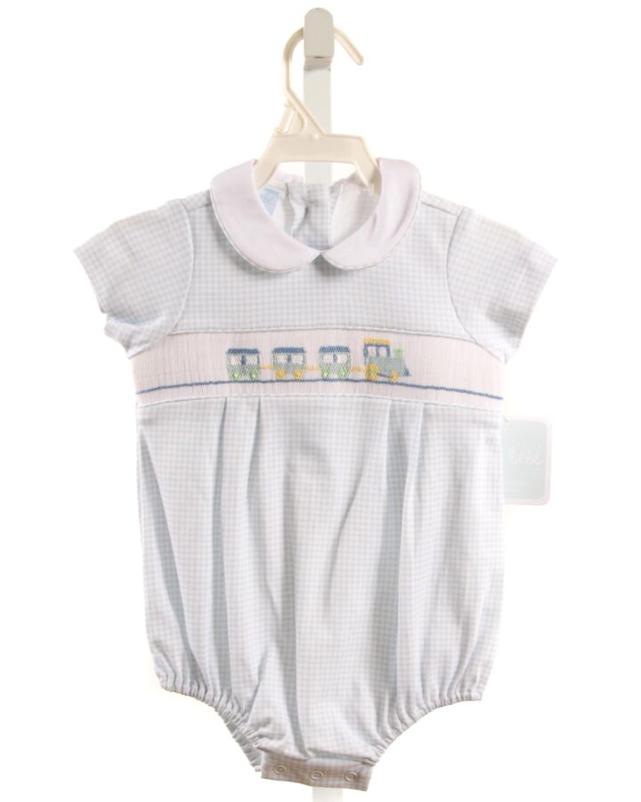 PETIT BEBE  LT BLUE  GINGHAM SMOCKED KNIT BUBBLE