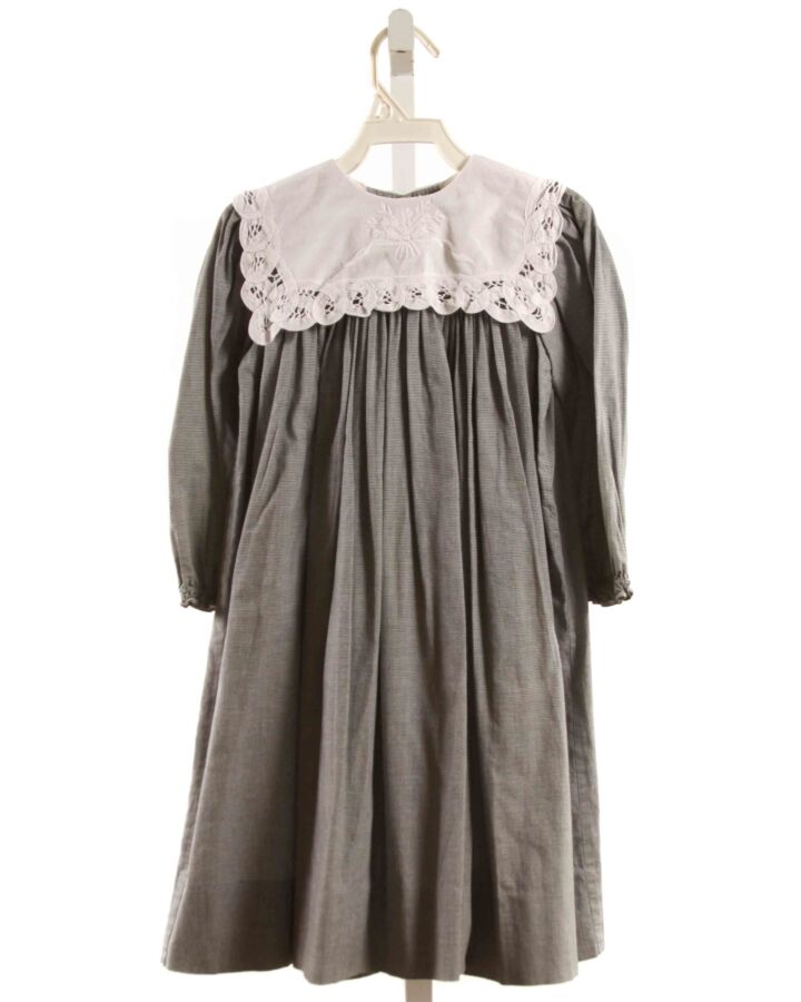 PEACHES 'N CREAM  BLACK  MICROCHECK  DRESS WITH EYELET TRIM