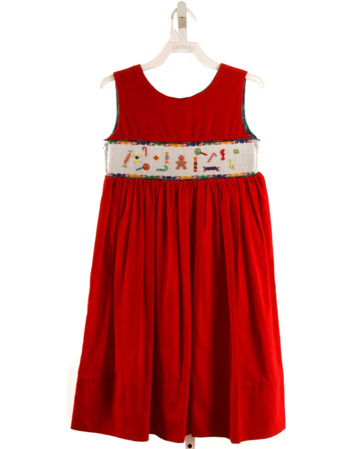 BEAUX ET BELLES  RED CORDUROY  SMOCKED DRESS