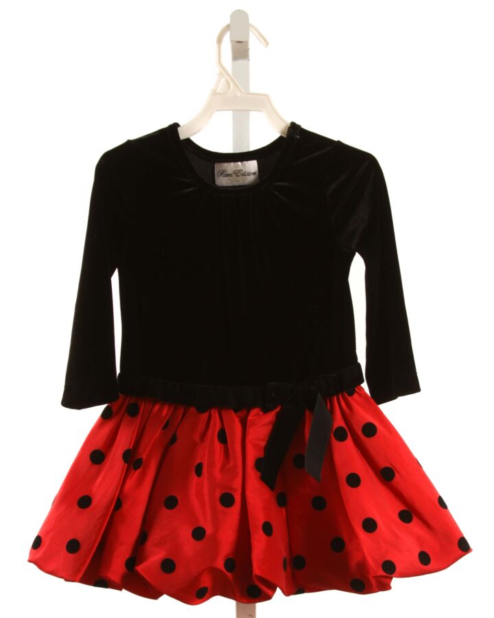 RARE EDITIONS  RED VELVET POLKA DOT  PARTY DRESS WITH BUBBLE HEM