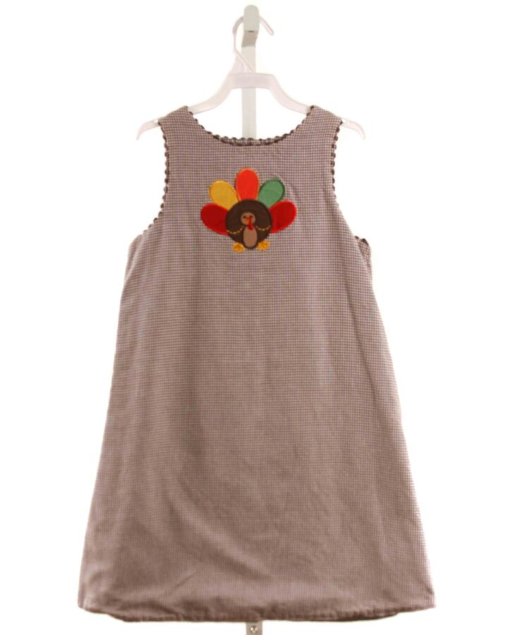 GLORIMONT  BROWN  HOUNDSTOOTH APPLIQUED DRESS