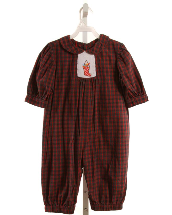 BEAUX ET BELLES RED PLAID SMOCKED LONGALL