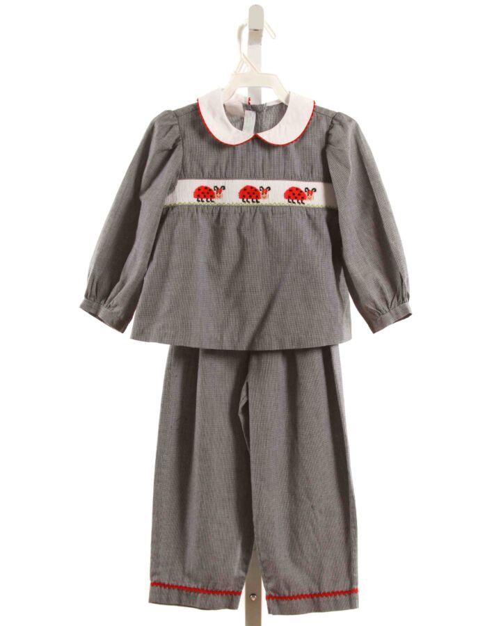 COLLECTION BEBE  BLACK  MICROCHECK SMOCKED 2-PIECE OUTFIT