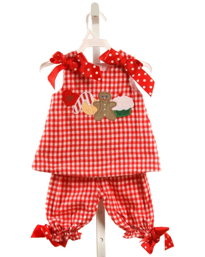 BAILEY BOYS  RED  WINDOWPANE APPLIQUED 2-PIECE OUTFIT